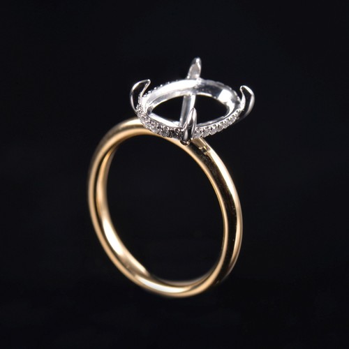 Lab Diamond Women Solitaire Stud Ring Semi Mount Oval 13×8mm 10K Multicolor Gold - Picture 5 of 13