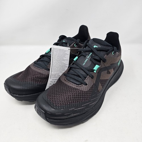 Salomon Ultra Flow Trail Running Shoes Men’s 10 Black Coffee/Electric Green New - Picture 2 of 14