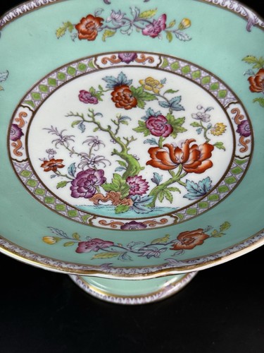 19th c Antique English Old Paris Type Gilt Porcelain Tazza / Compote w/ Flowers - Picture 3 of 8
