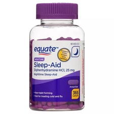Equate Diphenhydramine HCI 25 mg Caplets Nighttime Sleep-Aid 365 Count Fast Ship