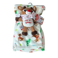 NWT Rudolph The Red-Nosed Reindeer Baby  s 1st Christmas Blanket  Plush Gift Set