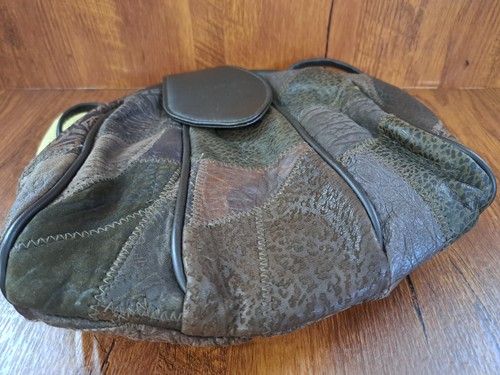 Rare 90s Vintage Mervyn’s NOS Never Used Genuine Leather Patchwork Crossbody Bag - Picture 3 of 13