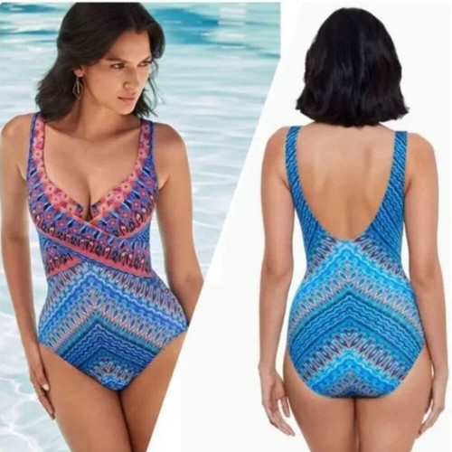 Miraclesuit Criss Cross Escape Underwire Casablanca One Piece Swimsuit Size 14 - Picture 1 of 10
