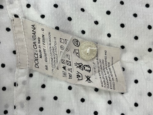 DOLCE & GABBANA Shirt GOLD Black White Polka Dots Casual Button Front 15.5 IT/39 - Picture 11 of 11