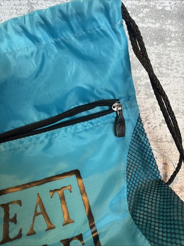 Great Wolf Lodge Drawstring Backpack Aqua blue 14”x16” + Zipper Front Pouch - Picture 3 of 4