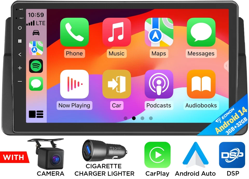 Für BMW E46 3er 318 320 325 GPS Android 14 Autoradio Navigation CarPlay RDS WiFi