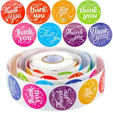 Qpout Thank You Stickers - 500 Colorful 1.5 inch Stickers, Perfect for Small ...