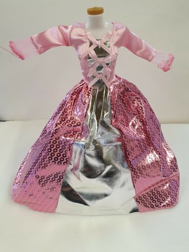 Princesa Brillante Rosa y Plata Hecho para 12" Muñecas Vestido de fiesta Vestido Vendedor del Reino Unido - Imagen 3 de 6