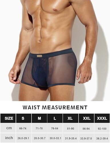 Mens Sexy Boxer Briefs for Men Breathable Sexy Mesh See Medium A5-navy Blue - Picture 5 of 7
