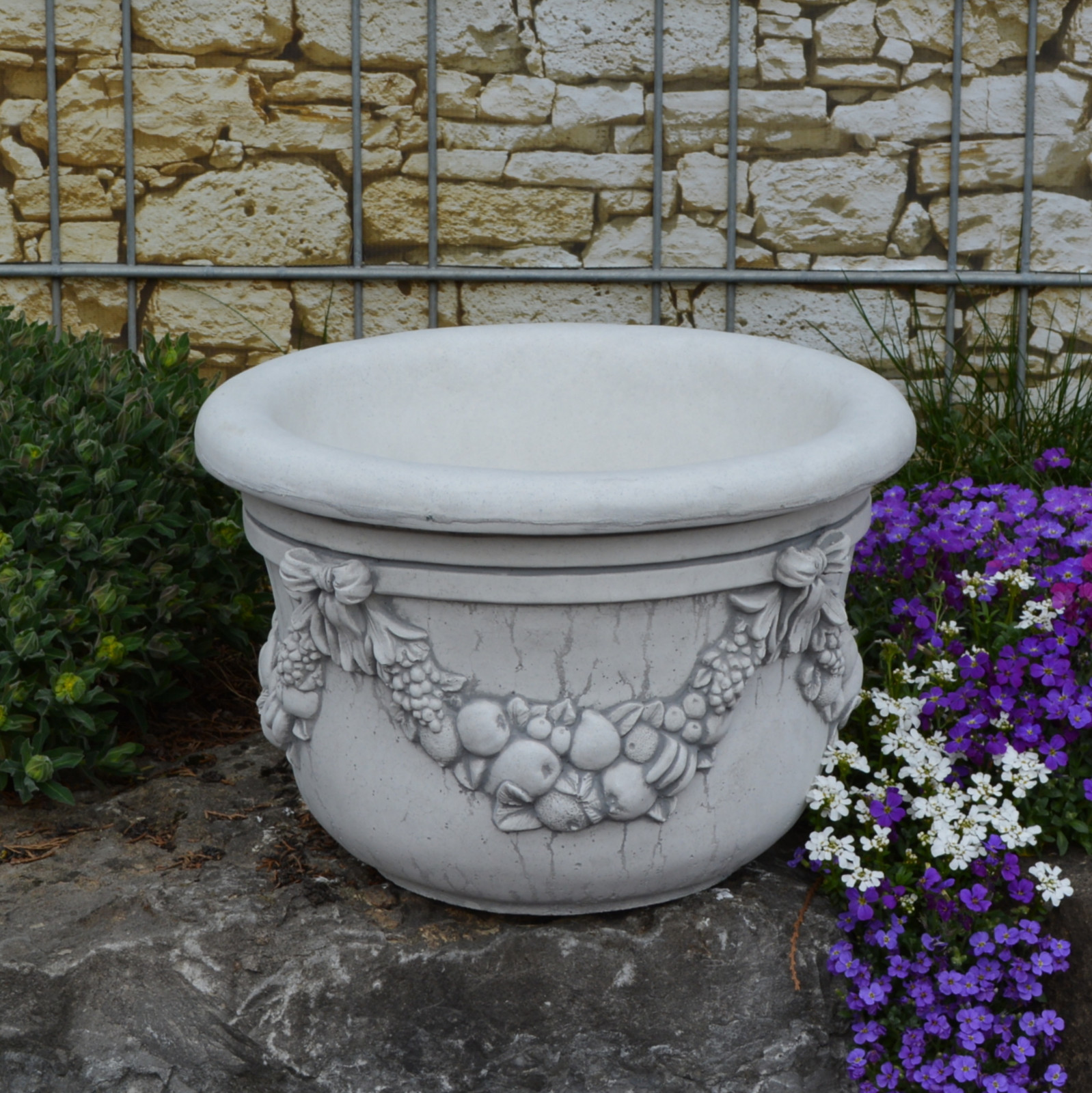 Flower Pot Trough Planter 26cm 20kg 11 Litre Grey Concrete Frost Proof