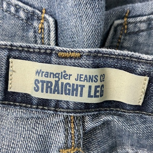 Wrangler Jeans Boys Youth 12 Slim Blue Straight Distressed Adj Waist Med Denim - Picture 9 of 17