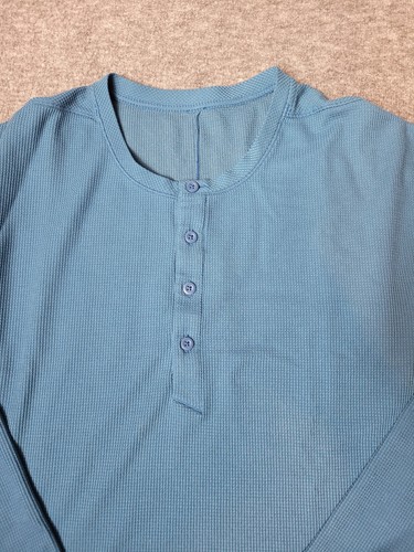 Lululemon Henley Shirt Mens Size XLLong Sleeve 4 Button Blue Minimalist Basic - Picture 3 of 8