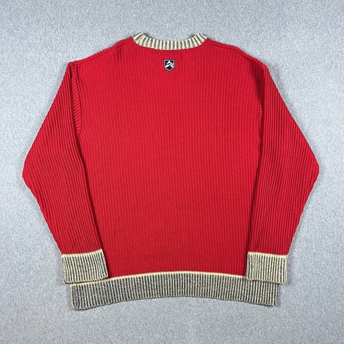 Vintage Avirex Pullover Herren 3XL Spellout Rundhals gerippt Zopfmuster rot - Bild 8 von 12