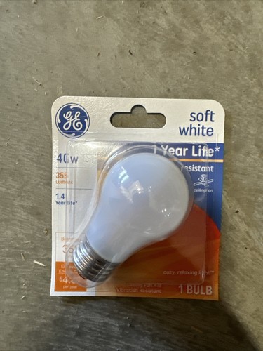 GE 40-Watt Frosted White Ceiling Fan Light Bulb Standard Base 355 Lumens 99461 - Picture 1 of 2