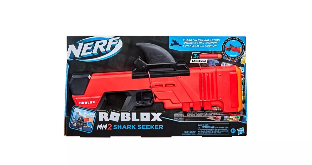 NERF + ROBLOX MM2 Shark Seeker 🔫 Dart Blaster Gun 🔥 Multicolor +