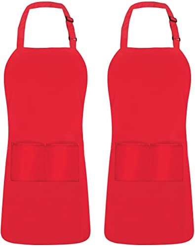 Adjustable Bib Apron (2-Pack) Water Oil Resistant Chef Aprons Utopia Kitchen - Picture 60 of 104