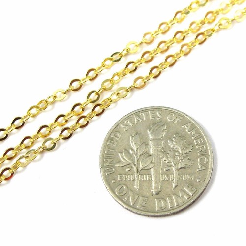 Gold Plated Sterling Silver Chain - 2.3mm Strong Flat Cable (Sold by the Foot) - Picture 3 of 5