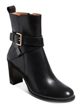 Jack Rogers Womens Black Heel Pull-tab Jade Toe Block Heel Leather Booties 8 M