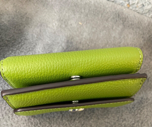 Coach Essential Mini Trifold Wallet Green Credit Cards Pebbled Leather - Picture 10 of 14