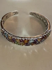 Sterling Silver Multi Gemstone Cuff Bracelet 8.0 cttw QVC 2019