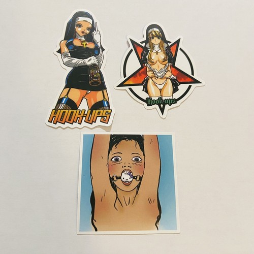 Hook Ups Girls Decals Stickers Sexy Women Nuns Gag Fishnet Bondage Set of 3 NEW!