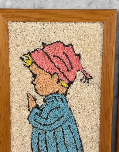 Mid-Century Mosaic Gravel Art Little Boy & Girl Wall Art - A Pair - Picture 7 of 10