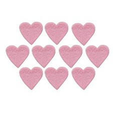 Set of 10, 0.75" Small Pink Heart, Valentines Day, Love, Iron on Patch