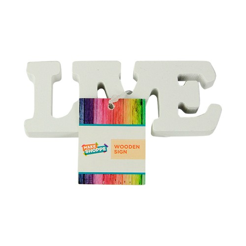 Make Shoppe "Live" Holz Buchstaben Schild, 4,10" x 1,56" x 0,48", weiß - Bild 1 von 3