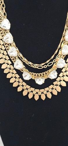 STELLA & DOT gold tone 11 big shiny crystals 6 metal strand excellent condition - Picture 3 of 10