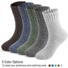 1-3 Pairs Mens Merino Wool Crew Socks Thick Cashmere Winter Warm Thermal Soft US