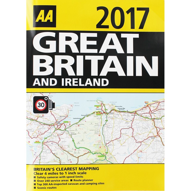 2017 aa road map of great britain and ireland travel guide route planner uk