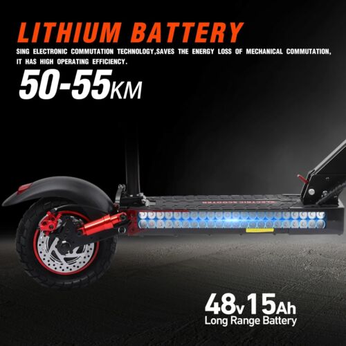 Black Electric Scooter With Seat For Adults Foldable Commuter E-Scooter New - Picture 4 of 15