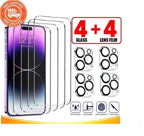 8-in-1 Tempered Glass, Screen Protector and Camera Lens Protector for iPhone