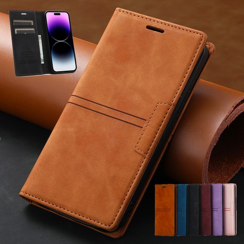 Wallet Case For iPhone 15 13 Pro 12 11 XR 14 16 Plus Leather Magnetic Flip Cover - Picture 1 of 18