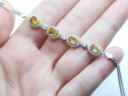 Natürlicher echter Citrin Armband 925 Sterling-Silber mit Edelsteine 17 + 3cm - Bild 5 von 6