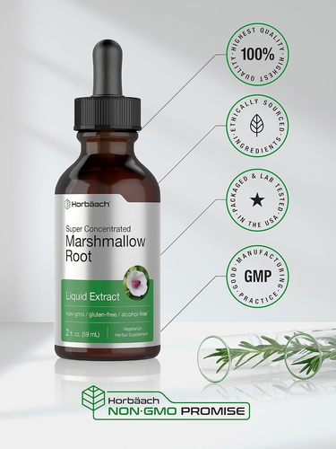 Marshmallow Root Liquid Extract 2 Fl Oz | Alcohol-Free Althaea Officinalis - Picture 5 of 7