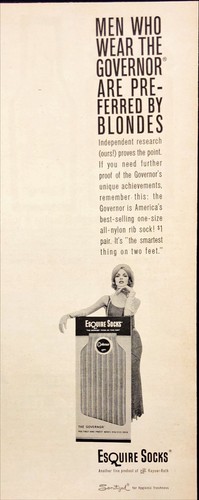 1961 Esquire Socks Men Preferred by Blondes Sexy Woman Vintage Print Ad