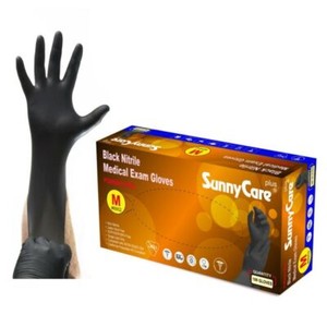 SunnyCare 8902 5Mil Black Nitrile Medical Exam Gloves Powder-Free Medium 100Pcs