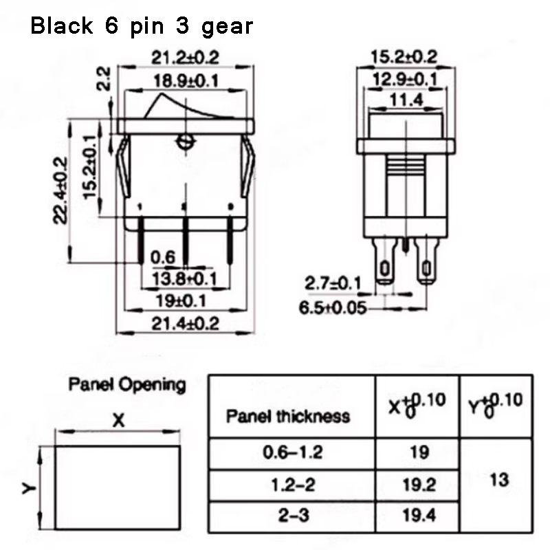 Small On/Off Rocker Switch KCD1-101 Boat Type Rocker Power Button 2 Pin ...
