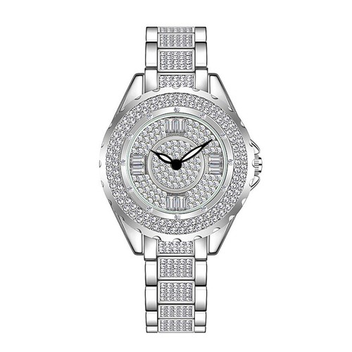 Full Diamond Luxury Women Watch Round Face Stylish Silver Women's Wrist Watch - Picture 7 of 8