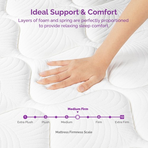 8/10/12 Inch Memory Foam Coils Spring Hybrid Mattress Twin Full Queen Bed in Box - Picture 17 of 39