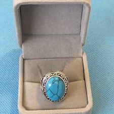 Faux Turquoise Ring Big Cocktail Ring size 8.5 ships from USA