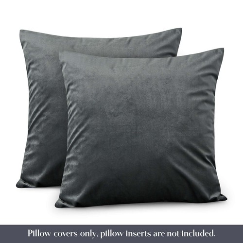 Pack of 2 Velvet Cushion Covers Solid Decorative Square Throw Pillow Covers Set - Picture 7 of 17