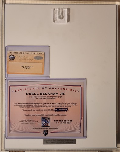 Odell Beckham Jr Autograph Inscribed 11x14 Super Souvenirs Player-Worn Steiner - Picture 4 of 6