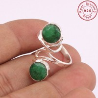 Solid 925 Sterling Silver Emerald Jewelry Ring Us 8.5 Am40 Solid 925 Sterling Silver Emerald Jewelry Ring Us 8.5 Am40