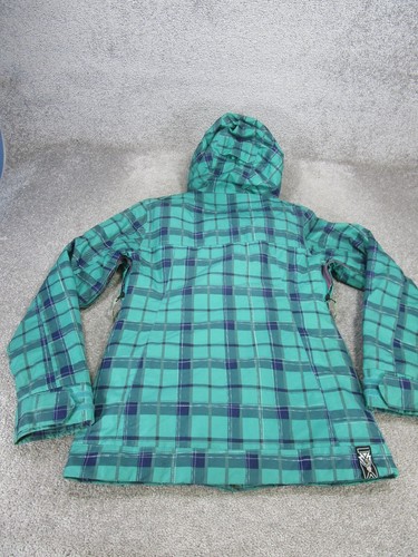 Burton Jacket Womens Xs Dryride Green Plaid Hooded Windbreaker *Stain - Picture 4 of 9