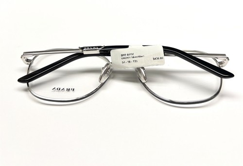 Prada Eyeglasses Glasses VPR 64Y GAQ-1O1 Polished Silver w/ Black Rims 54-18-135 - Picture 5 of 9