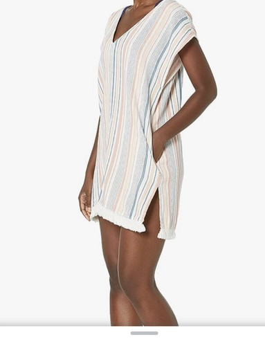 Salt Life Women's Seaside Short Sleeve Stripe Woven Coverup Dress Size Large - Picture 1 of 8