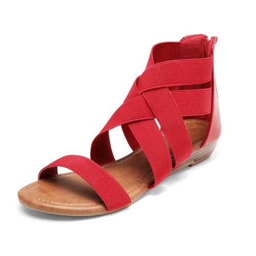 Womens Elastic Cross Flat Sandals Ankle Straps Gladiator Sandals Summer Sandals - Picture 8 of 55