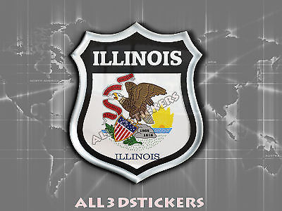 Pegatina emblema 3D resina abovedada bandera Illinois - EE. UU. calcomanía adhesiva vinilo - Imagen 1 de 1